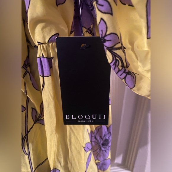 NWT Eloquii Tie Front Full Skirted Floral Maxi Dress - Picture 5 of 5